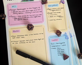 Printable Battle Session Notes in Portrait - DND / Dungeons / TTRPG
