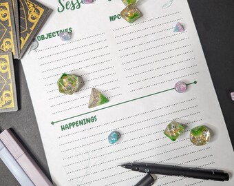 Printable Nature Themed Session Notes in Landscape - DND / Dragons