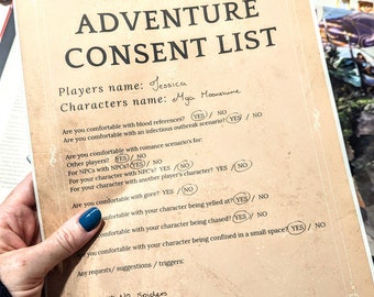 Printable Dungeon Players Consent List - Session 0/1 - RPG/ ROLEPLAY/ DND