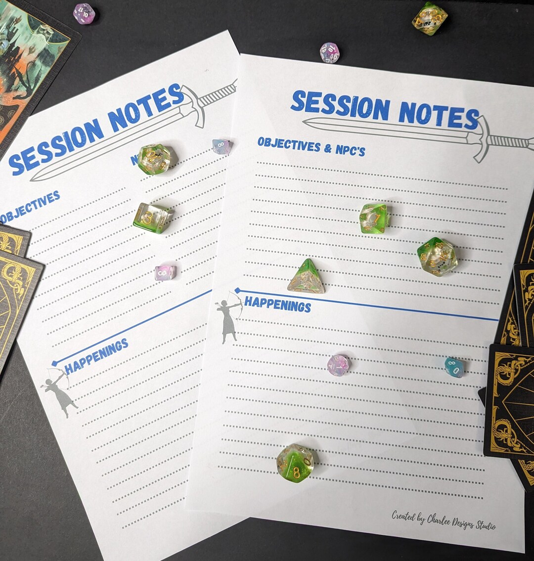 Printable Fighter Themed Session Notes - DND / Dungeons & Dragons - Etsy