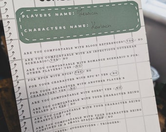 Printable Simple, Green RPG Player Consent List - DND Session 0/1 (PDF)