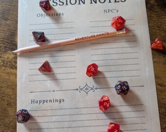 Printable Scroll themed Session Notes for RPG/ ROLEPLAY/ D&D