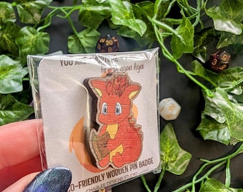 Fire Dragon 'Agni' Pin – Walnut Wood Kawaii Pin
