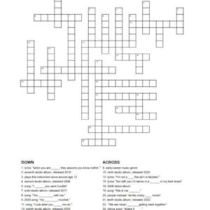 30+ Printable Music Word Searches and 2 Music Crossword Puzzles for popular bands & artists - Digital Download, black + white, easy to print