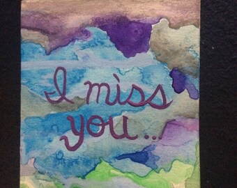 I Miss You hand-painted greeting card, watercolor card for friends, quarantine greeting card, friendship card