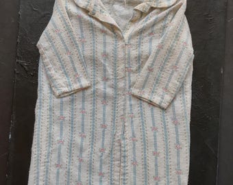 Chaqueta vintage para bebé: cosida a mano, con estampado floral de líneas azules, años 80