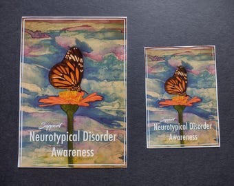 Neurotypical Disorder Awareness Vinyl Sticker: Butterfly Watercolor Decal