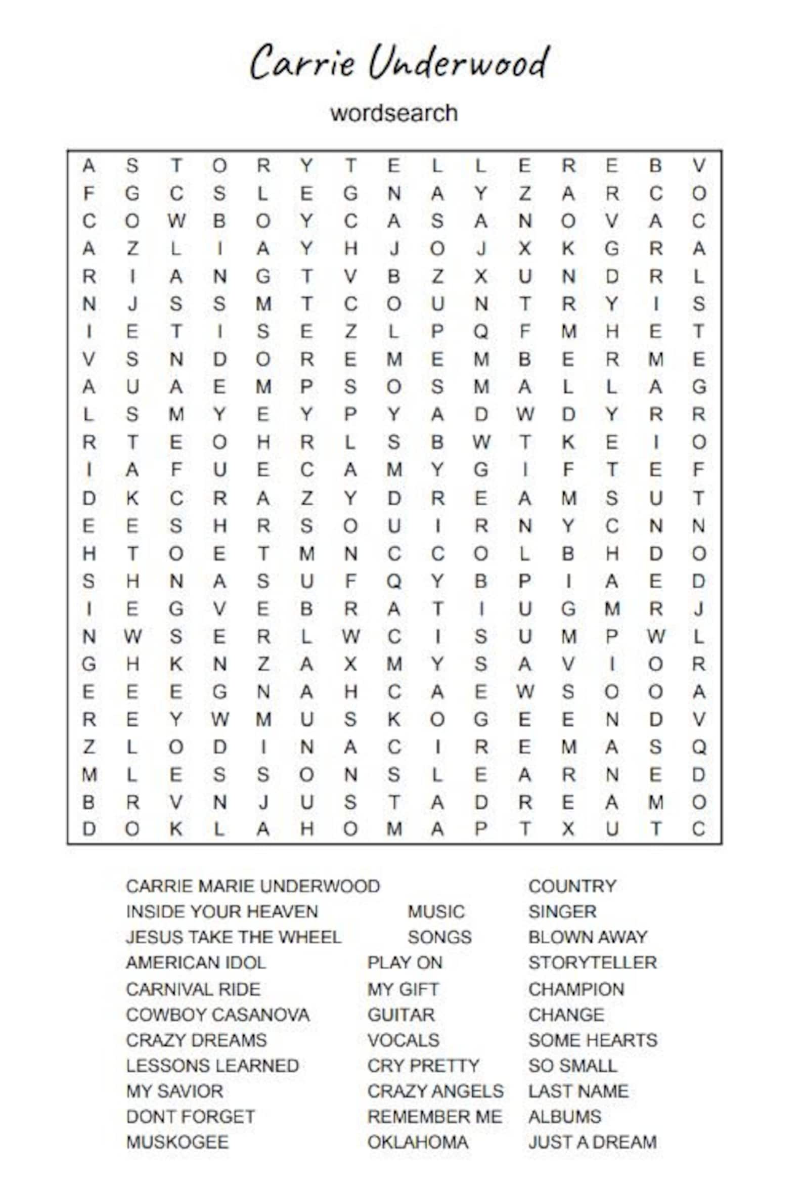 30+ Printable Music Word Searches and 2 Music Crossword Puzzles for Popular Bands &amp; Artists ...