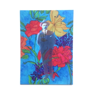 José Gregorio Hernández Cisneros tarjeta post (José Gregorio bloemen aquarel schilderij ansichtkaart, Venezolaanse heilige, beterschap kaart)