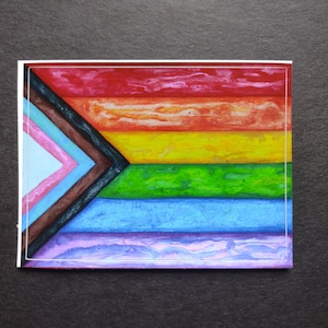 Progress Pride flag vinyl decals (in two sizes), handmade watercolor pride flag sticker, LGBTQ+ pride flag decal