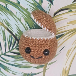 Cracked Coconut Crochet Pattern | Tropical Amigurumi PDF | Easy Beginner-Friendly Crochet Tutorial