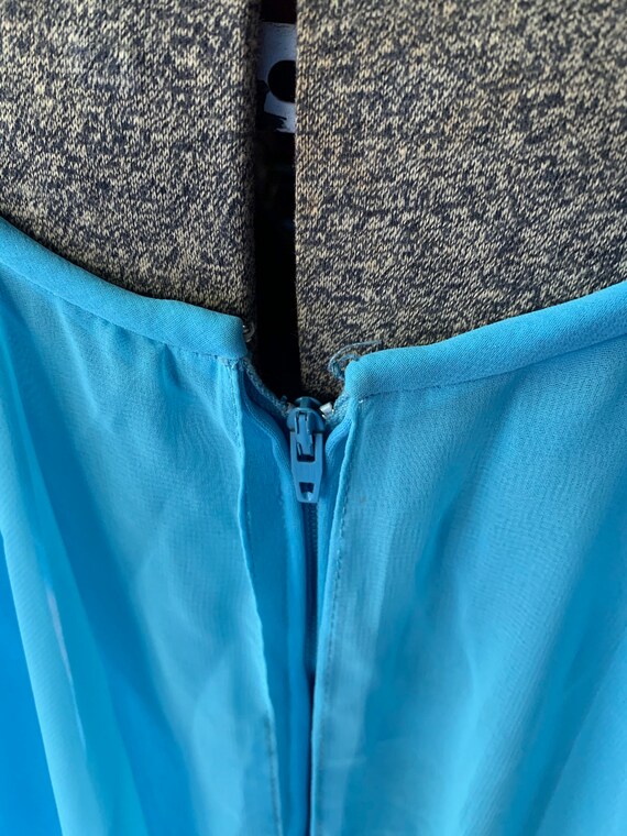 70s Blue Chiffon Polyester Dress - image 6