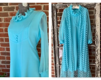 70s Mother of the Bride Dress, 70s 2 pc Dress, Ladies Large 70s dress
