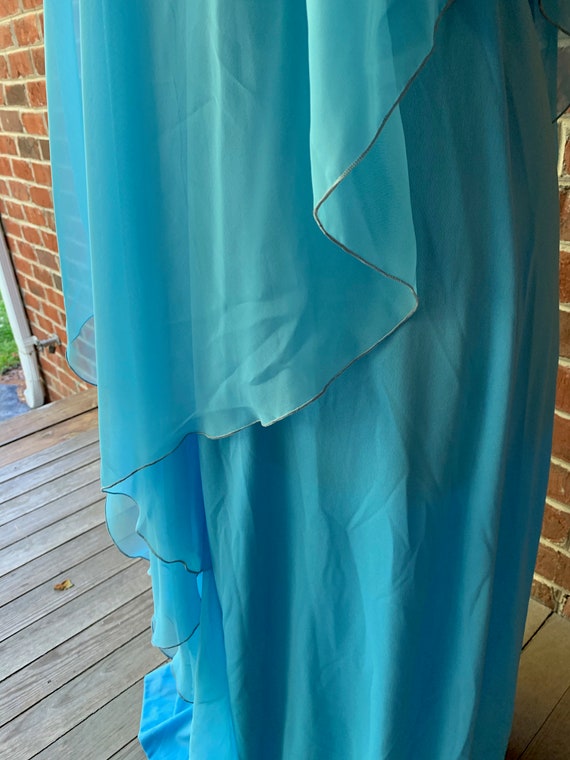 70s Blue Chiffon Polyester Dress - image 4