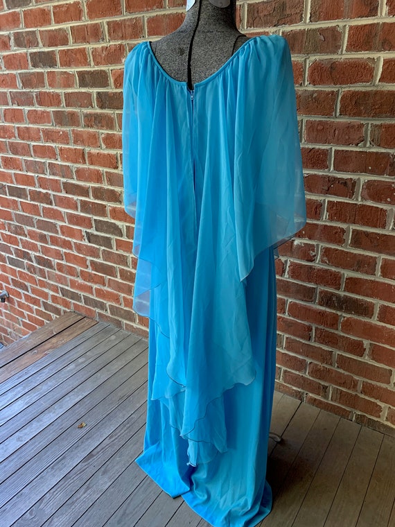 70s Blue Chiffon Polyester Dress - image 5