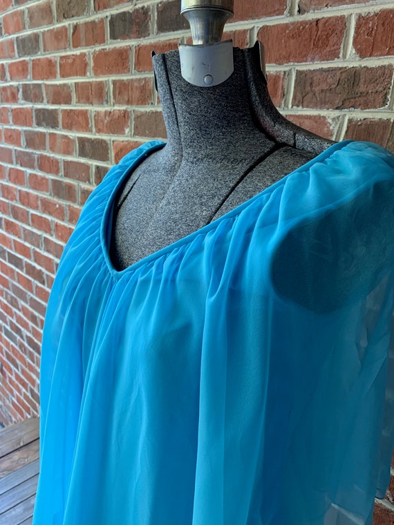 70s Blue Chiffon Polyester Dress - image 3