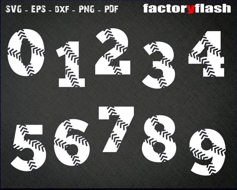 Numbers Baseball Cut Files Svg Eps Dxf Png Pdf Etsy