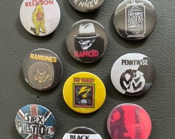 x10 - 1" Punk Rock Band Buttons