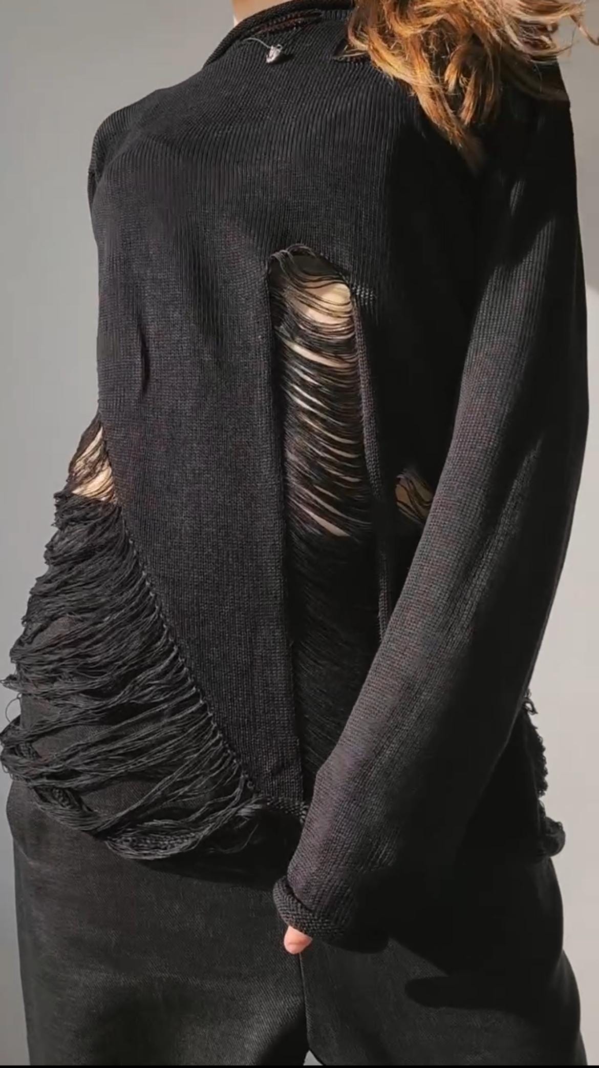 Distressed Knit Rave Distressed Boho Cotton Sweater: Edgy Rave Festival Pullover, Edged ...