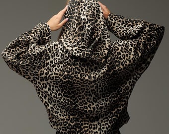Leopard Print Cotton Hoodie: Lightweight Summer Loungewear - S M L XL