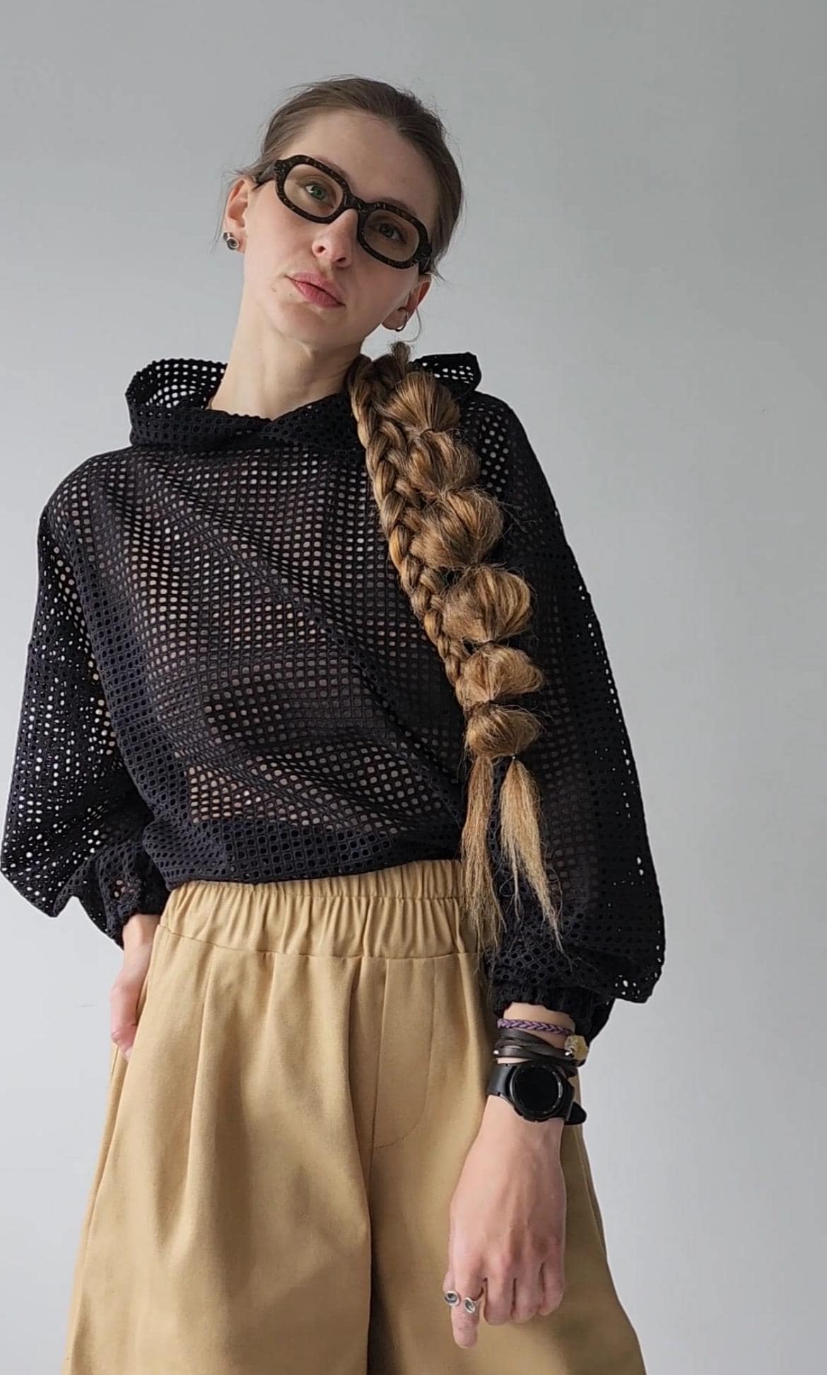 Black Mesh Summer Hoodie – Short Fishnet Cotton Hoodie with Deep Hood – Sheer Festival Top – Breathable Goth Hoodie – Unisex Rave Cover Up