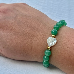 Green Aventurine Bracelet, Healing Bracelet, Stretch Stone Bracelet, Natural Gemstone Bracelet, Protection Bracelet,  Gift for Her, Jewelry