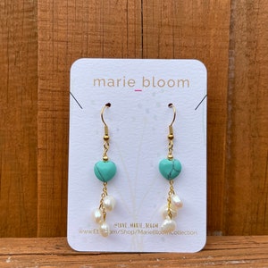 Turquoise Teardrop Earrings, Dangling Turquoise, Turquoise Jewelry, Heart Turquoise Stone Earring, Drop Pearl Earrings, Turquoise Drops