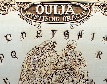 Memento Mori gothic Ouija board with skulls wooden planchette spirit board for seance Oracle table