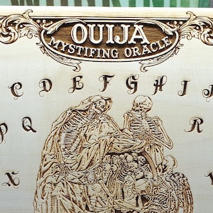 Memento Mori gothic Ouija board with skulls wooden planchette spirit board for seance Oracle board