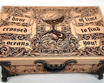 Bram Stoker Dracula Quote Wooden Box – “I Have Crossed Oceans of Time” Engraved Keepsake Box Gothic Romantic Gift