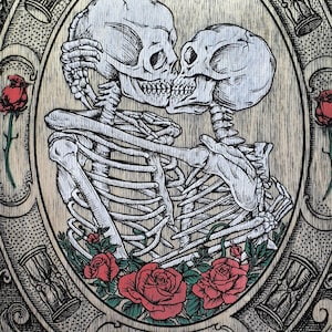 Personalized Skeleton Couple Art Print • Till Death Do Us Part, Custom Gothic Anniversary Gift for Her, Horror Wall Decor, Skull Art