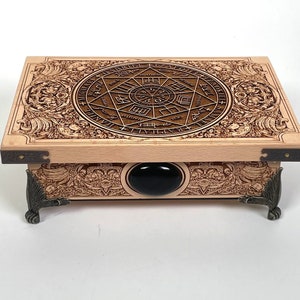 Seven archangels protection seal Tarot box engraved on wood ,Archangel art, Magic art, Occult art, archangels gothic home decor jewelry box