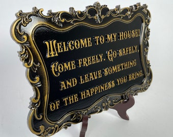 Bram Stoker Dracula Quote Welcome sign wall decor Welcome to my house gothic art , Acrylic carving  Not a print, Bram Stoker&#39;s Dracula art.