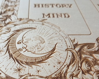 Tablero de tarot, tablero de lectura de tarot de madera original con tirada de tres cartas grabada en madera, tablero para hacer amuletos.