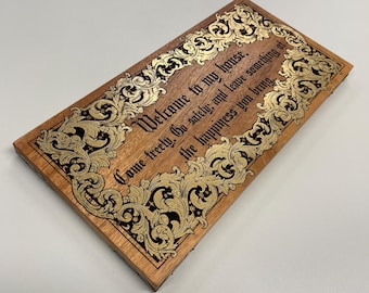 Bram Stoker Dracula decor Welcome sign Quote, Welcome to my house, housewarming gift Wood engraving , Bram Stokers Dracula art