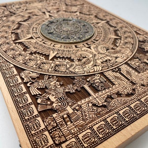 Unique Mayan Calendar wall art decor gift , Mayan art Mythology Wall Hanging engraved on wood ,mayan wood office wall decor