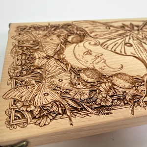 Altar table Luna Moth Crystal Holder Blessed be moon phases, wooden Pagan Ritual board , Alter Offering Table wicca Divination board