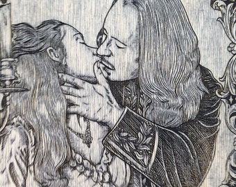 Bram Stoker Dracula decor Quote wall art , I have crossed oceans of time to find you, Gary Oldman Dracula  Wood engraving. Not a print.