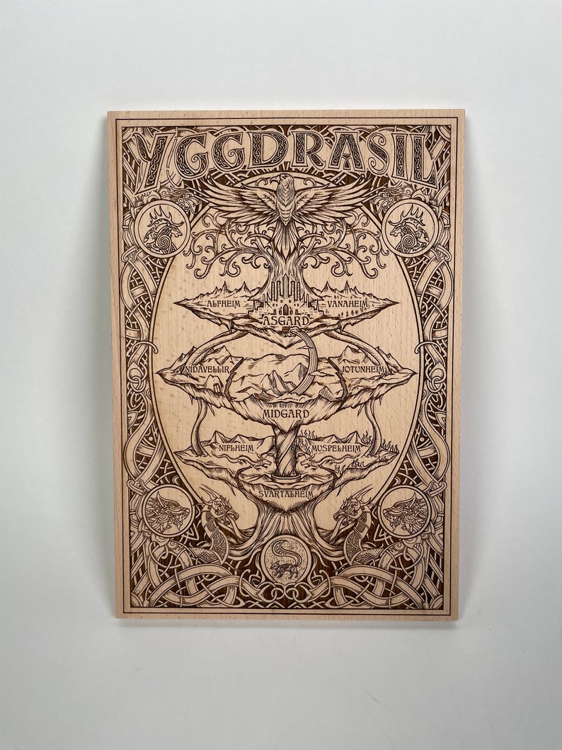 Yggdrasil Nine Realms, World Tree TREE OF LIFE, Norse Mythology Wall ...