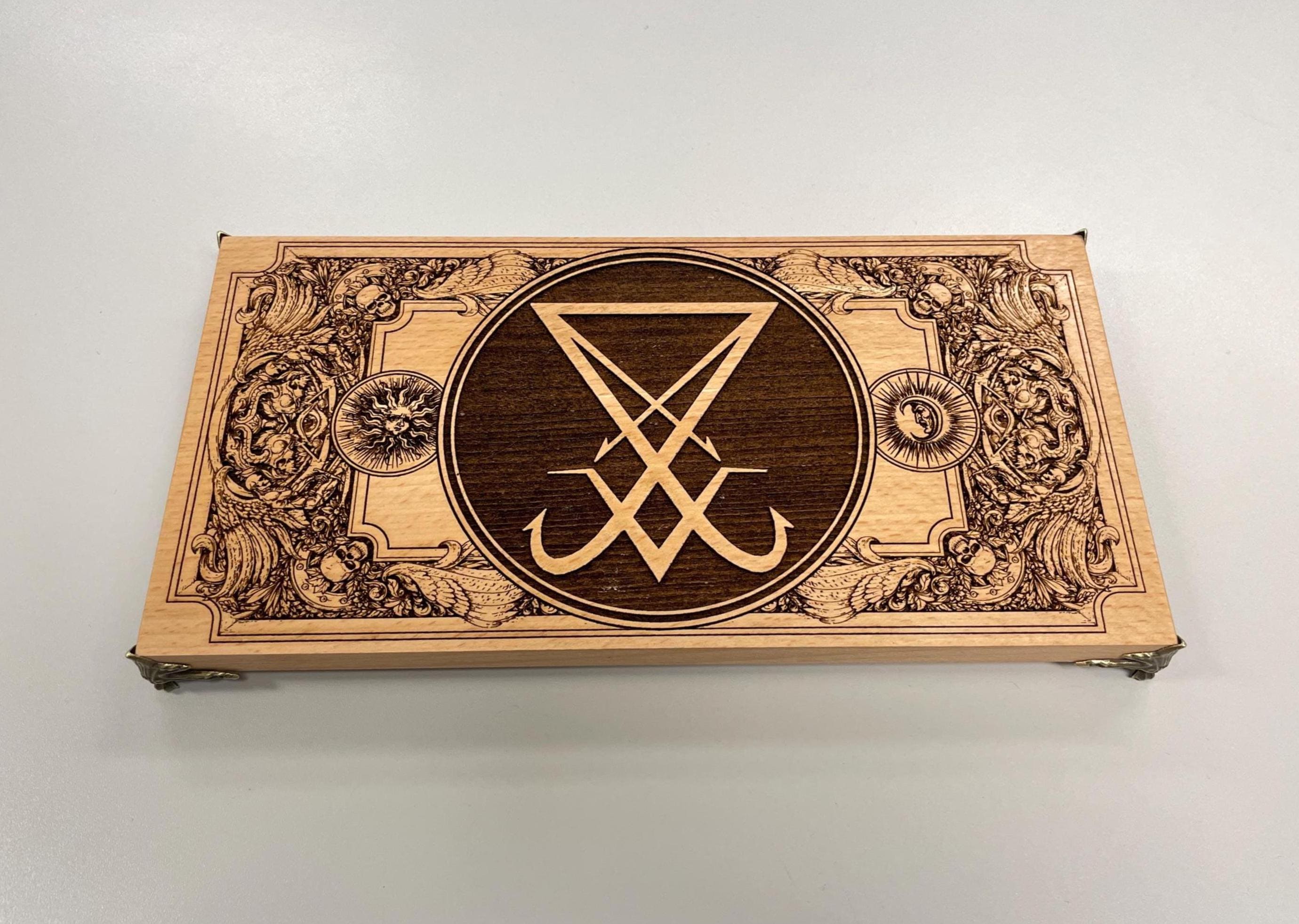 Sataniv Ritual Table Satanic Altar Table With Lucifer Sigil – Dark Occult Furniture Ritual ...