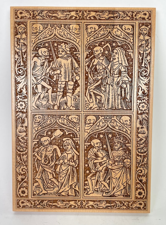 アート・デザイン・音楽 MEDIEVAL &RENAISSANCE MINIATURE PAINTING Danse Macabre Medieval Woodcut Dance of Death Wall Decor Inspired
