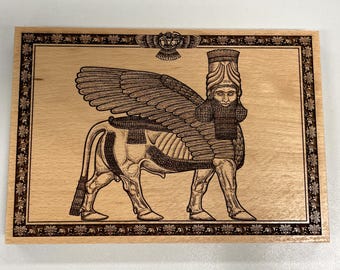 Guardián asirio grabado / Arte de la mitología antigua Lamassu Decoración de pared
