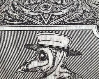 Plague Doctor Gothic Home wall Decor engraved on wood and hand painted Halloween  wall art home plague doctor gift  ,macabre art