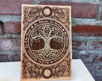 Pagan Tree of Life Wall Art , Wiccan Spiritual Sacred  pagan Altar Decor