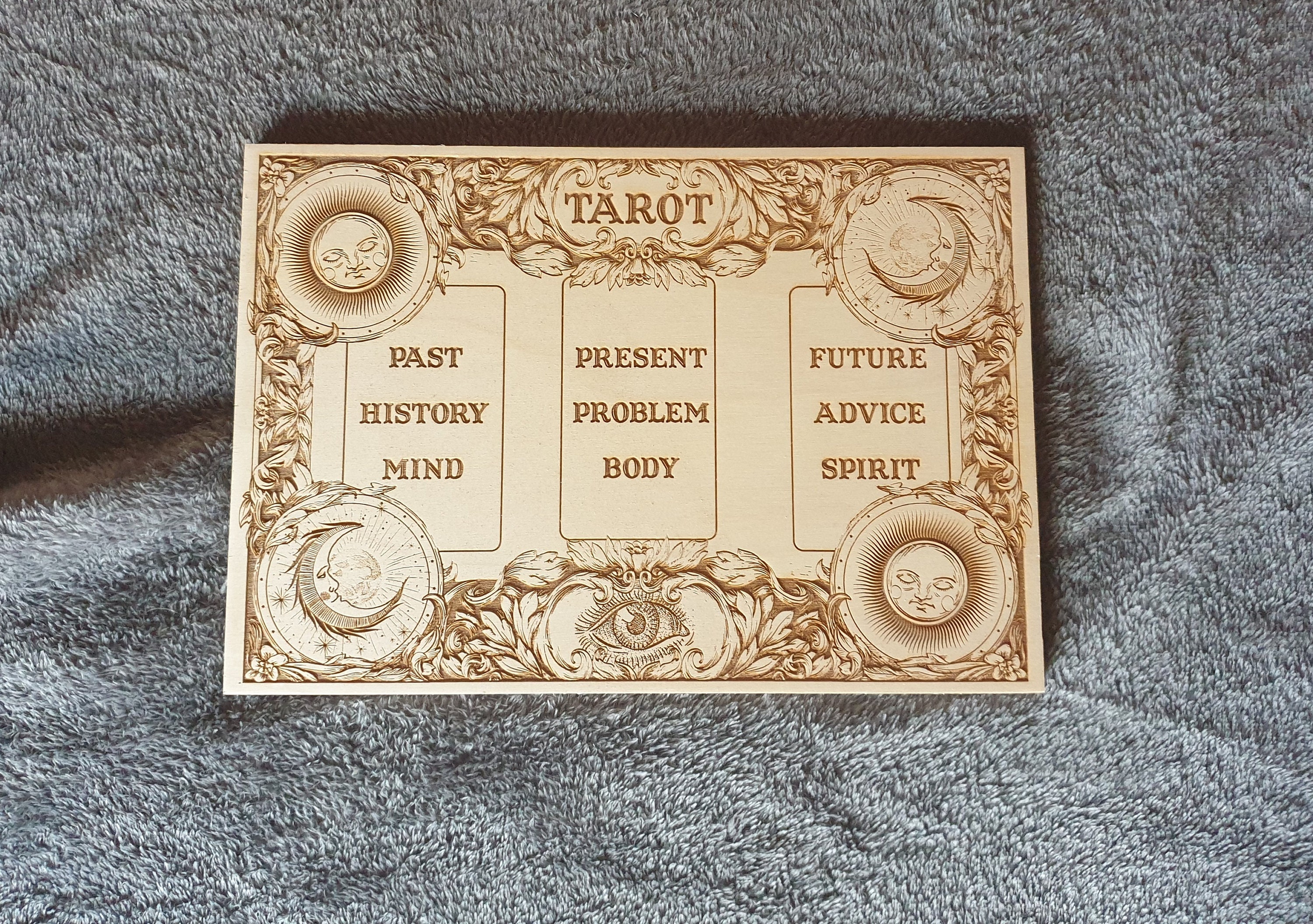 Tarot Board, Original Wooden Tarot Reading Board Three Card Spread
