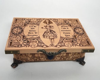 Alice in Wonderland Wooden Box, Tarot Deck Holder
