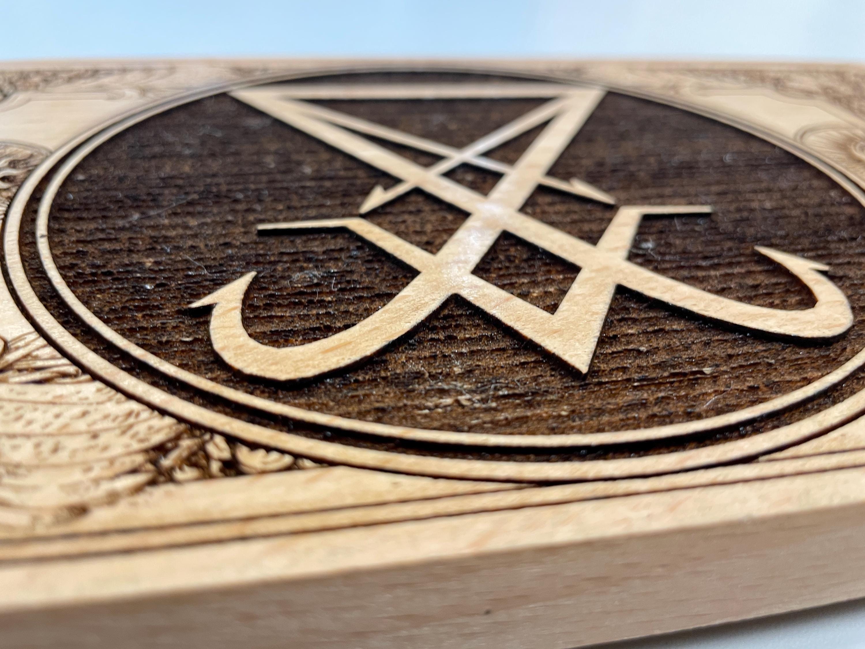 Sataniv Ritual Table Satanic Altar Table With Lucifer Sigil – Dark Occult Furniture Ritual ...
