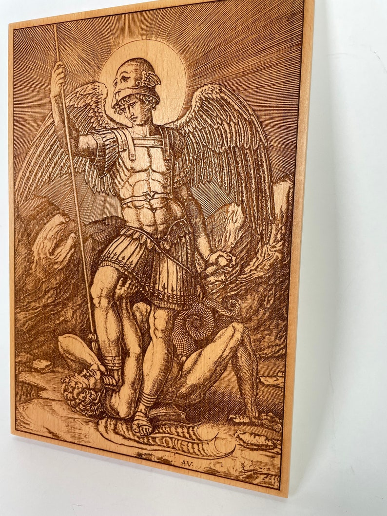 Saint Michael the Archangel Wood Icon – Personalized Guardian ...