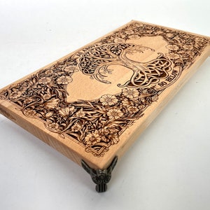 Altar table Tree of life , Wiccan Altar As Above  engraved, wooden  Ritual Table, Alter Offering Table, Crystal Holder. Divination board .