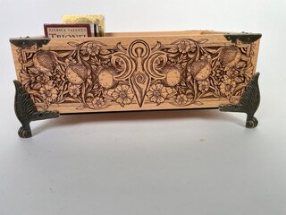 Supporto Per Mazzo Di Tarocchi In Legno Con Custodia Magnetica, Organizer Per Carte Oracle Con Intagli Mistici Dorati